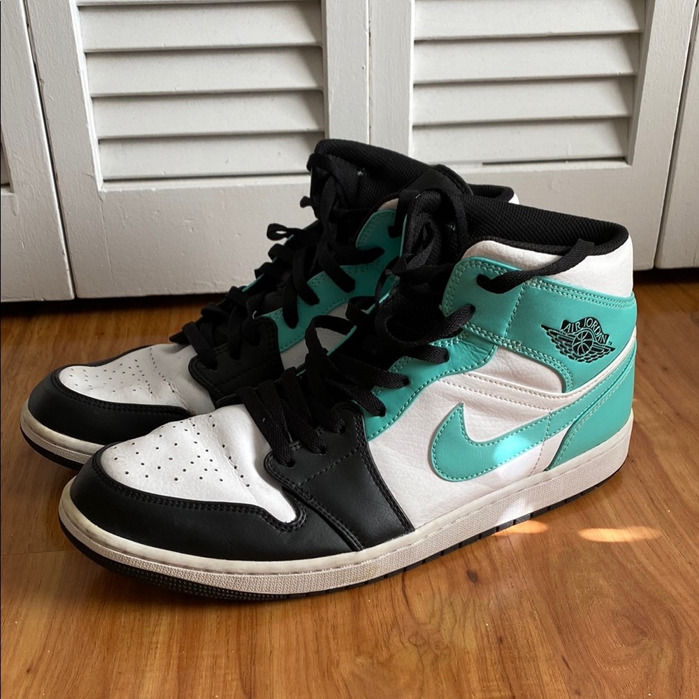 Nike Air Jordan High-Top Sneakers - Black, White, and Teal
